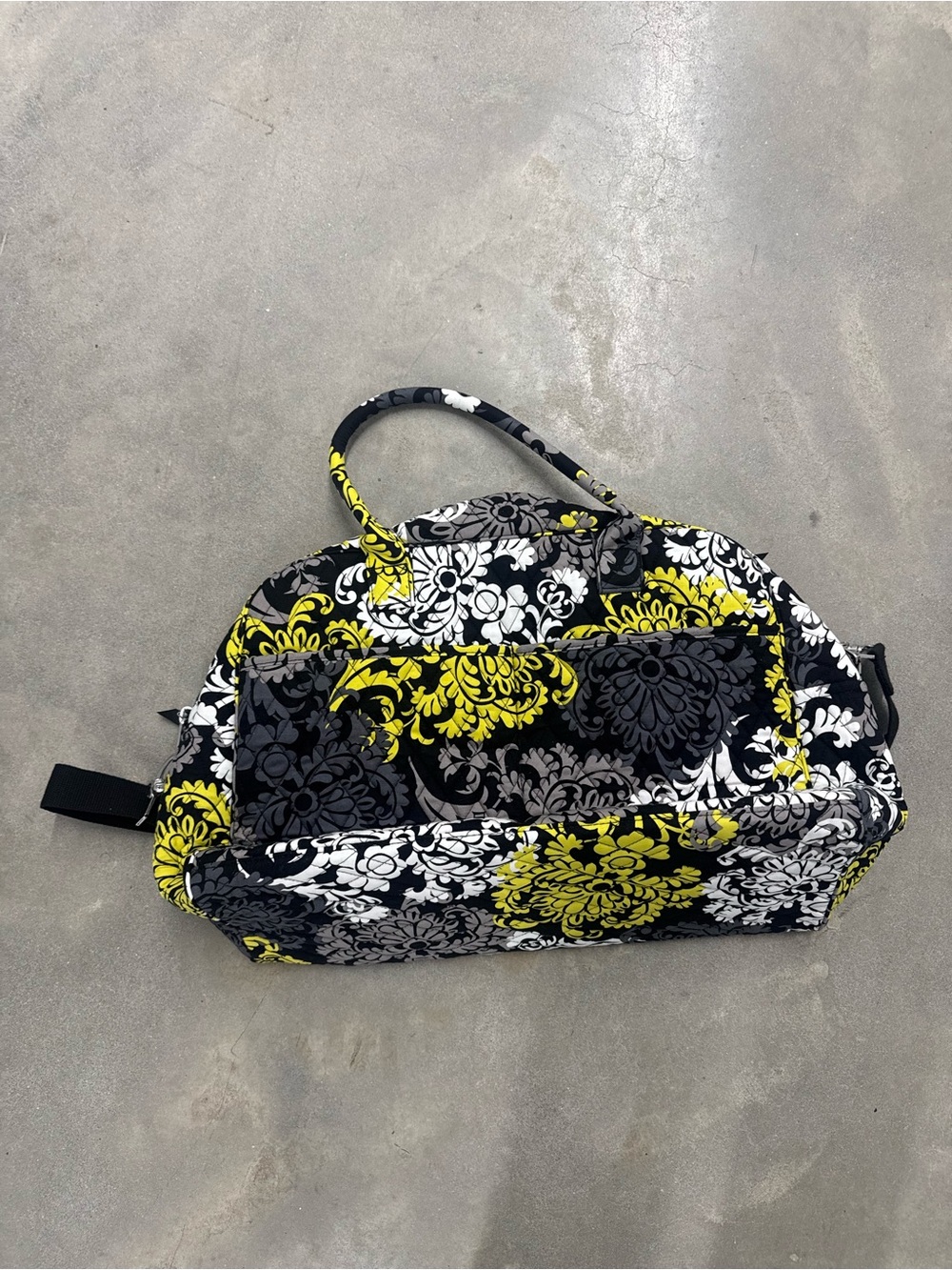 Vera Bradley Quilted Floral Travel Bag in Black, Yellow & White